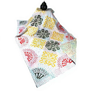 Funda de cama de algodón hecha a mano, apliques multicolor - Product Image 1