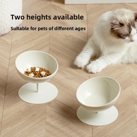 Bol pour animaux de compagnie en céramique incliné surélevé, design 2026, écologique, pour chat et chien, avec support en métal, col surélevé, solide