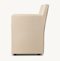 ELLISON Chaise de salle à manger de style américain moderne Accoudoir Housse en tissu de lin Fauteuils de sol pour table à manger
