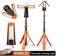 Lampe de travail LED pliable à télécommande avec trépied télescopique de 2,18 m, magnétique, à 3 têtes, rechargeable, pour le camping et les situations d'urgence en extérieur