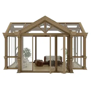 Custom design clássico quarto de sol de alumínio de baixo-vidro e pequena casa de vidro