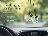 Bouteille diffuseur d'huiles essentielles vide en verre sphérique transparent de 7 ml avec bouchon à vis, pendentif pour voiture, cordelette et petite clochette personnalisable