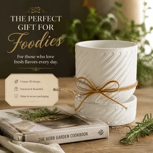 Pot auto-arrosant fileté avec réservoir visible, en plastique durable et écologique, pour bureau, suspension ou jardin, qui absorbe l'eau progressivement. - Product Image 1