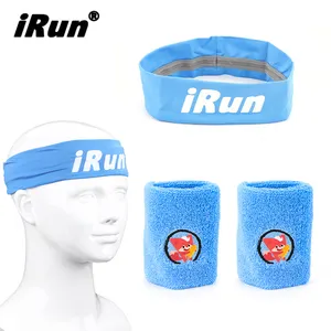 iRun Custom Embroidered Cotton Tennis Sweat Absorb Wristband Running Headband Sweatband Workout Sports Headband