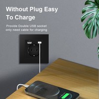Prise murale double USB standard allemande EU 16A 2P+T avec protection GFCI et prise USB standard CN