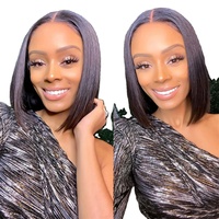 Wig Rambut Asli Tanpa Lem, Wig Bob Pendek, Wig Lace Front Pre Plucked, Hd Lace Front Bone Straight, Wig Rambut Asli Virgin Lace Frontal