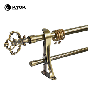 Tringles à rideaux KYOK de style nordique en fer anti-rouille avec doubles supports et accessoires en aluminium pour fenêtres - Product Image 2