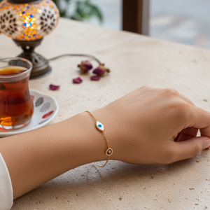 Turkish Eye Design Round Shape <b>Charm</b> Zircon Stone 925 <b>Silver</b> Sterling Turkish Wholesale Handcraft Jewelry <b>Bracelet</b> - Product Image 3