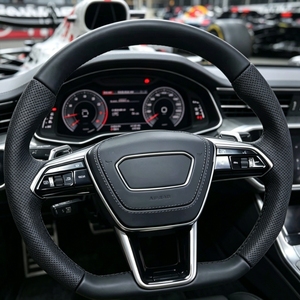 Volant Lenkrad พวงมาลัยหุ้มหนังแท้แบนแบบเจาะรูสำหรับรถ Audi S7 RS RS6 RS7 RS8 A3 A4 A5 C8 A7 A6 - Product Image 3