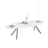 Table de réunion de bureau ovale moderne, table de négociation simple, table de conférence avec pieds en métal, mobilier de salle de réunion de bureau