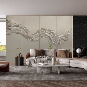 Tấm ốp tường trang trí nội thất bằng da giả, chống thấm, chạm khắc thủ công, thêu nổi 3D tùy chỉnh - Product Image 1