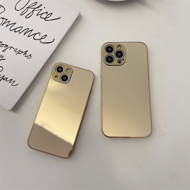 Luxury Gold Electroplating Hard Mirror Mobile Phone Case for iPhone 17 16 15 14 13 12 Pro Max Silver Gilding Phone Cases