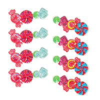 Patch brodé personnalisé en forme de cœur ou de fleur, avec sequins brillants, en twill 3D, à appliquer au fer, OEM