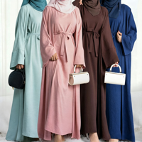 Ensemble Abaya deux pièces en polyester respirant, sans couture, couleur unie, grande taille, pour mariage