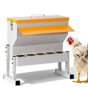 JH-Mech 大容量鶏用フィーダー、鶏、アヒル、七面鳥用5ポート付き、16L金属製調整可能鶏用フィーダー - Product Image 1