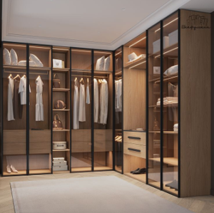 Armario de Dormitorio Principal de Estilo Minimalista Italiano con Marco de Aluminio, Serie de Vidrio Gris de Lujo Ligero, Tipo de Pie - Product Image 6