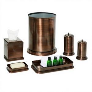 Bronze écologique AK cinq pièces accessoires de salle de bain ensemble porte-savon coton porte-boule tissu vanité plateau comptoir décor - Product Image 1
