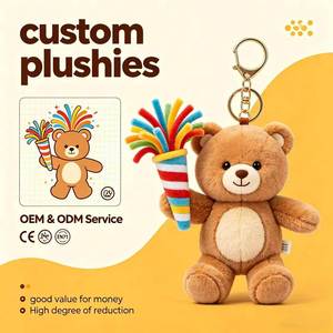 Llavero de peluche de oso Salute personalizado al por mayor, dije de peluche de osito, accesorio lindo y colorido para bolsos con temática - Product Image 1