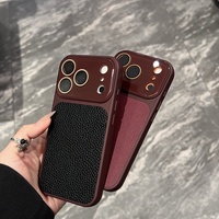 Étui de luxe en cuir PU grain litchi pour iPhone 18 17 16 15 Pro Max, coque antichoc avec protection d'objectif en verre et dos en cuir mat