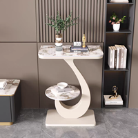Table console moderne de salon en métal convertible de luxe léger avec plateau en marbre