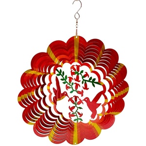 Nueva decoración de jardín Color Mandala Humminbirds flor de corte láser 3d de metal de acero inoxidable viento Spinner - Product Image 1