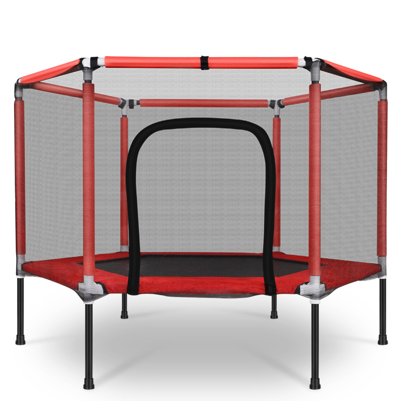 Venta al por mayor, cama elástica de salto hexagonal para exteriores con red protectora, cama hinchable para interiores