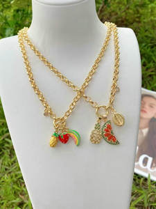 Lindo circo payaso elefante carrusel cereza esmalte encantos fruta colgante tenis CZ collar - Product Image 2