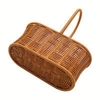 Panier de rangement portable en rotin fait main, style pastoral, pour la maison, le shopping, les sorties et la cueillette, 22*12*14/35cm
