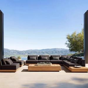 Ensemble de canapés <span class=keywords><strong>en</strong></span> <span class=keywords><strong>teck</strong></span> moderne haut de gamme pour l'extérieur, résistant à l'eau et au soleil, modulaire, écologique, pour salon, villa, hôtel, patio, terrasse - Product Image 1