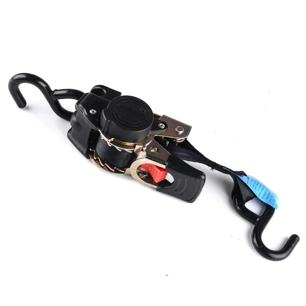 Sangle eine cliquet rembobinage automatique Auto Versenkbare Binden Ratsche S Haken Kunststoff Beschichtung Motorrad Strap