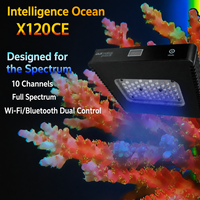 Lampe LED d'aquarium Skynuo X120CE haute performance pour coraux marins, 10 canaux, Bluetooth/Wi-Fi, intelligente pour récifs