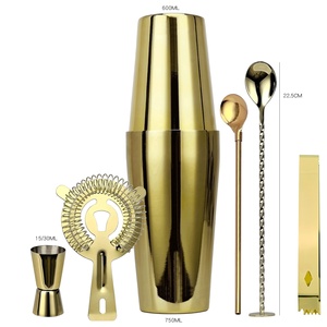 Ensemble de 7 shakers Boston plaqués or <span class=keywords><strong>Kit</strong></span> professionnel de fabrication de cocktails en acier inoxydable avec passoire pour barman - Product Image 2