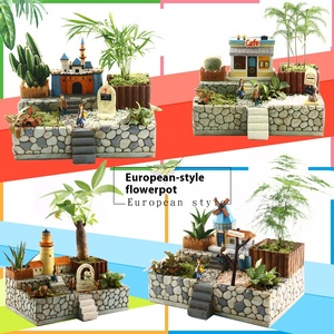 Micropaisaje creativo <span class=keywords><strong>de</strong></span> estilo europeo, planta suculenta, casa en maceta, molino <span class=keywords><strong>de</strong></span> viento, casa, <span class=keywords><strong>castillo</strong></span>, maceta, adornos <span class=keywords><strong>de</strong></span> resina - Product Image 5