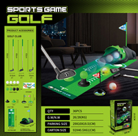 Ensemble de golf pour enfants en plastique amélioré avec retour automatique de balle et balles de golf à LED, 3 clubs, mini-golf intérieur/extérieur, jouet pour les enfants de 3 ans et plus