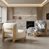 Fauteuil individuel de salon pour balcon, design moderne et minimaliste, en bois massif, modèle Chubby, idéal pour maison d'hôtes, espace lounge et réception