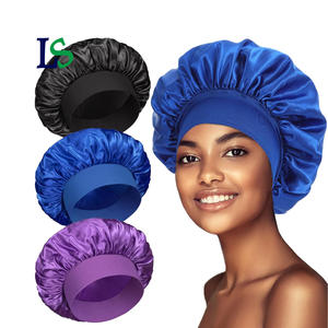 Chapeaux de nuit avec logo personnalisé <span class=keywords><strong>Bonnet</strong></span> de douche simple <span class=keywords><strong>Bonnet</strong></span> de couchage Bonnets en satin à bande élastique - Product Image 1