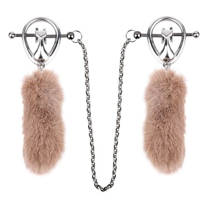 ที่หนีบหัวนมสแตนเลส QKKQ พร้อมจี้ขนสัตว์ ของเล่นทางเพศแบบ BDSM สำหรับคู่รัก - Product Image 1