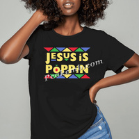 Service de transfert de film DTF religieux personnalisé avec logo « Jesus Is Poppin » à repasser, impression de transfert sur film DTF chrétien pour motifs melaninés