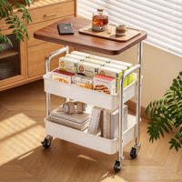 Chariot utilitaire à roulettes multi-niveaux avec cadre robuste en acier au carbone, chariot de rangement mobile autoportant avec roues pivotantes
