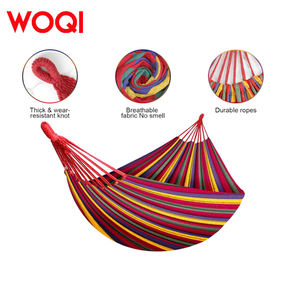 WOQI Hamaca <span class=keywords><strong>de</strong></span> lona <span class=keywords><strong>de</strong></span> algodón ligera portátil para acampar al aire libre Senderismo Viajar Jardín familiar Uso en la <span class=keywords><strong>playa</strong></span> - Product Image 2