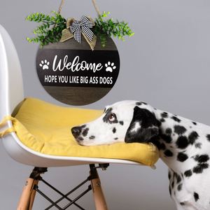 Wholesale <b>Rustic</b> Round <b>Wooden</b> Welcome Sign Eco-Friendly Wall Hanging for Home Decor and Dog Owners Dropshipping Available - Product Image 2