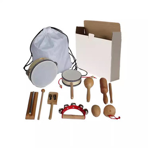 Wholesale Wooden Percussion <b>Instrument</b> Set With Tambourine Maraca Piccolo Castanet Sound Tube For Kids <b>Music</b> Education And Play - Product Image 1