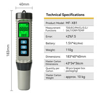 Détecteur de qualité de l'eau haute précision 8 en 1 PH TDS EC Salinité S.G ORP, alimenté par piles LR44, pour l'aquaculture et l'élevage de poissons