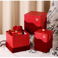 Boîte cadeau en velours haut de gamme personnalisée Nouveau style chinois Boîte cadeau de mariage Boîte carrée avec serrure Poignée en PU Sac à main cadeau