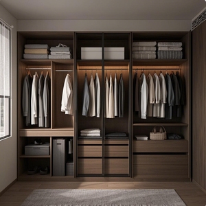 <span class=keywords><strong>Armarios</strong></span> de Madera con Puertas Corredizas <span class=keywords><strong>a</strong></span> Precio Económico, Muebles Modernos para Dormitorio, Juego Completo de Madera Contrachapada Laminada con Melamina, Diseño de Armario - Product Image 1