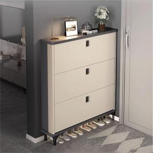 Tủ giày hiện đại chất lượng cao làm từ gỗ MDF tự nhiên màu đen, kiểu dáng siêu mỏng, gấp gọn, dành cho hành lang - Product Image 4