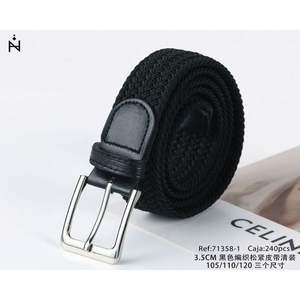 Cinturón Elástico Tejido Negro Z de 3.5 cm con Hebilla de Acero, Casual para Hombre y Mujer - Product Image 2