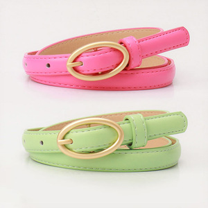 Nuova Cintura Sottile da <span class=keywords><strong>Donna</strong></span> in Pelle PU Colorata con Fibbia in Lega Stile Y2K Coreano con Fibbia Ovale per Abiti e Accessori - Product Image 3