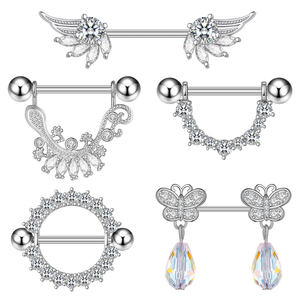 Ensemble de 10 anneaux de mamelon ronds en zircon en acier inoxydable 316L pour <span class=keywords><strong>piercing</strong></span> à clipser pour femmes et enfants bijoux de corps - Product Image 5