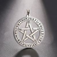 Pendentif Pentagramme Vintage Myshape avec Cercle de Runes, Amulette Nordique en Acier Inoxydable, Breloques pour la Fabrication de Bijoux
